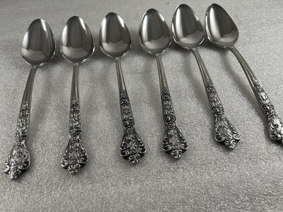 Versailles by MSI Soup Spoons Set of 6 Japan 7 3/8  Stainless Vtg Flatware Rose