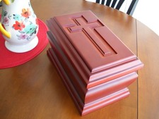 Large Wooden Cremation Urn for Human Ashes. Adult Funeral Box With Carved Cross