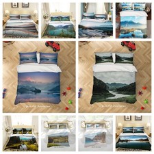 3D Mountains River Forest Sky Landscape Quilt Cover Duvet Cover Comforter set