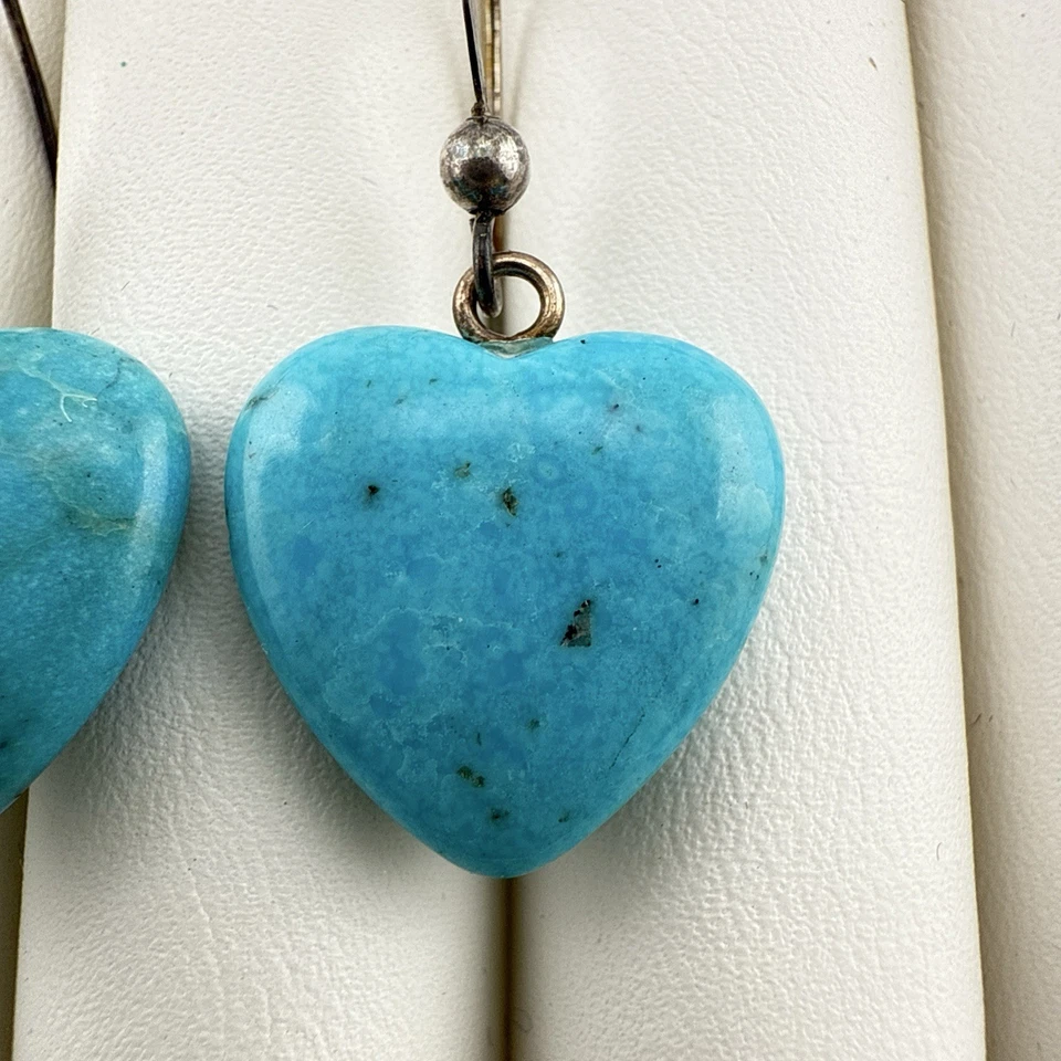 Pendientes Jay King Turquesa Corazón Azul Plata de Ley Colgantes Gota DTR 925 Foto 3 de 4