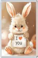 Cute Bunny 'I LOVE YOU' - Jumbo Fridge Magnet Valentine Gift Present Him/Her