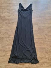 Occasions black long halterneck dress with beaded panel at the back size 12