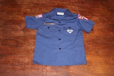 Boy Scouts of America BSA Youth Shirt Blue Small Sewn Patches Short Sleeve