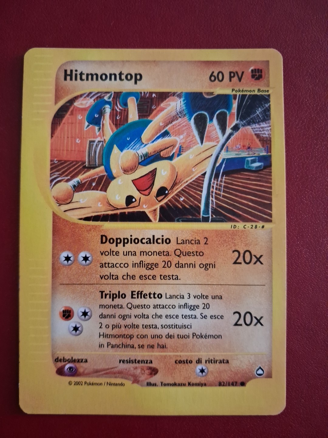 Pokemon Hitmontop 82/147 Aquapolis Unlimited Wizards ITA Vintage Card