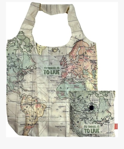 Legami Folding Travel Bag, Print: Map To Travel Is To Live