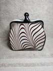 Vintage MCM Murano Style Art Glass Purse Vase Hand Blown Zanfirico Patter