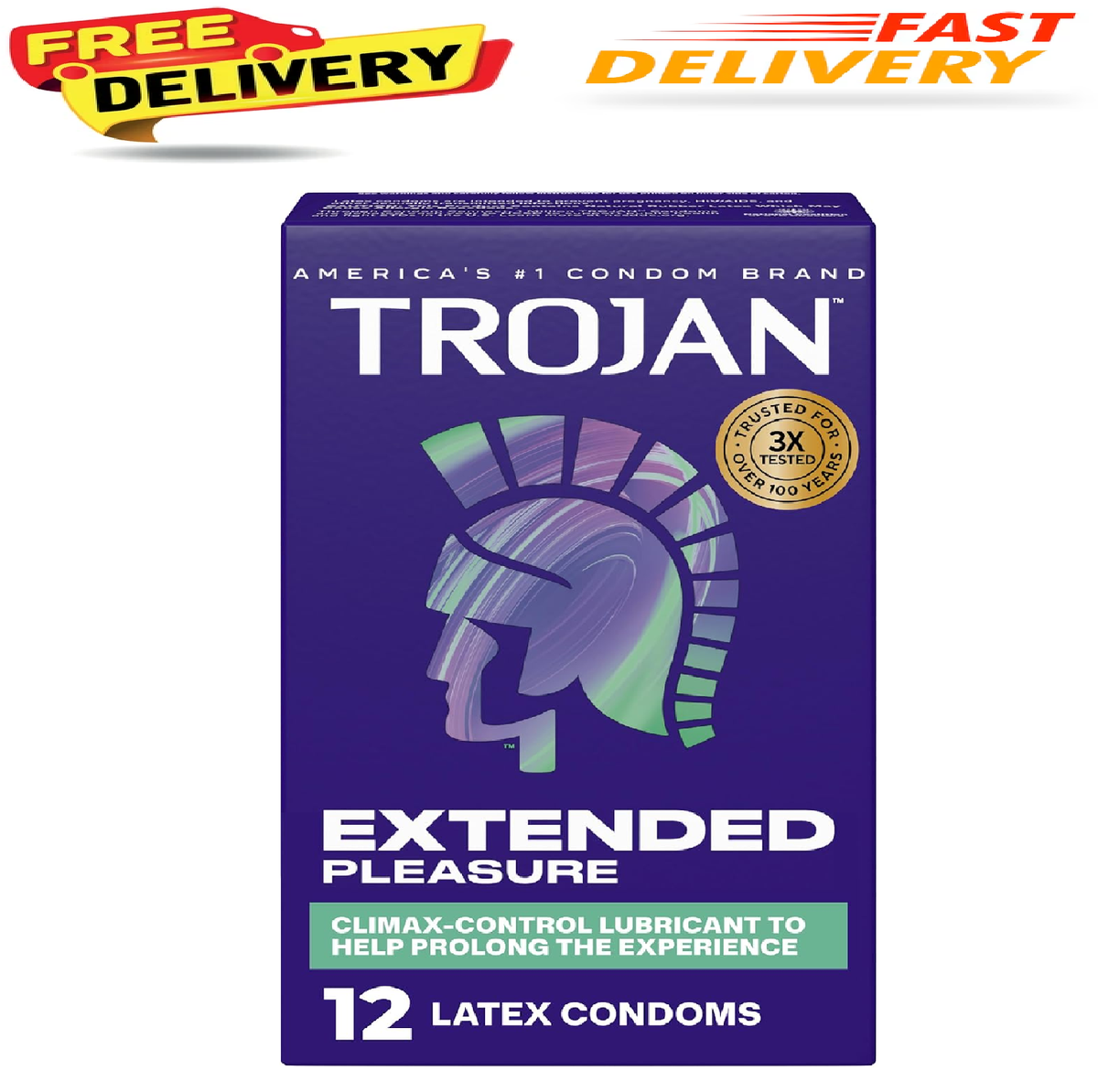 TROJAN Extended Pleasure Condoms, TROJAN Condoms, 12 Count