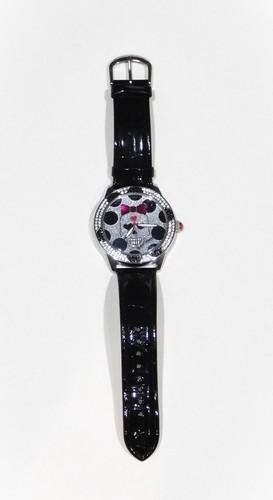 Betsey Johnson Glitzy Glam Skull Watch with Pave Crystal Accents - Picture 9 of 17