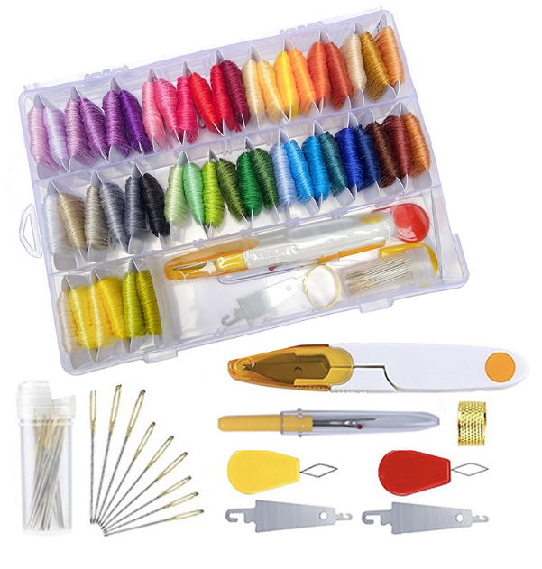 Cross Stitch Floss Threads Embroidery Kit with Storage Case and Needles 50 Color eBay