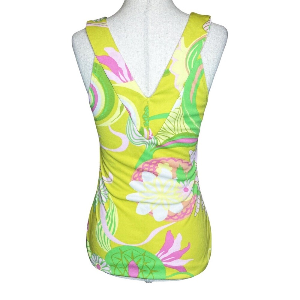 Dolce & Gabbana Green Floral Sleeveless Top Size 42 /… Gem