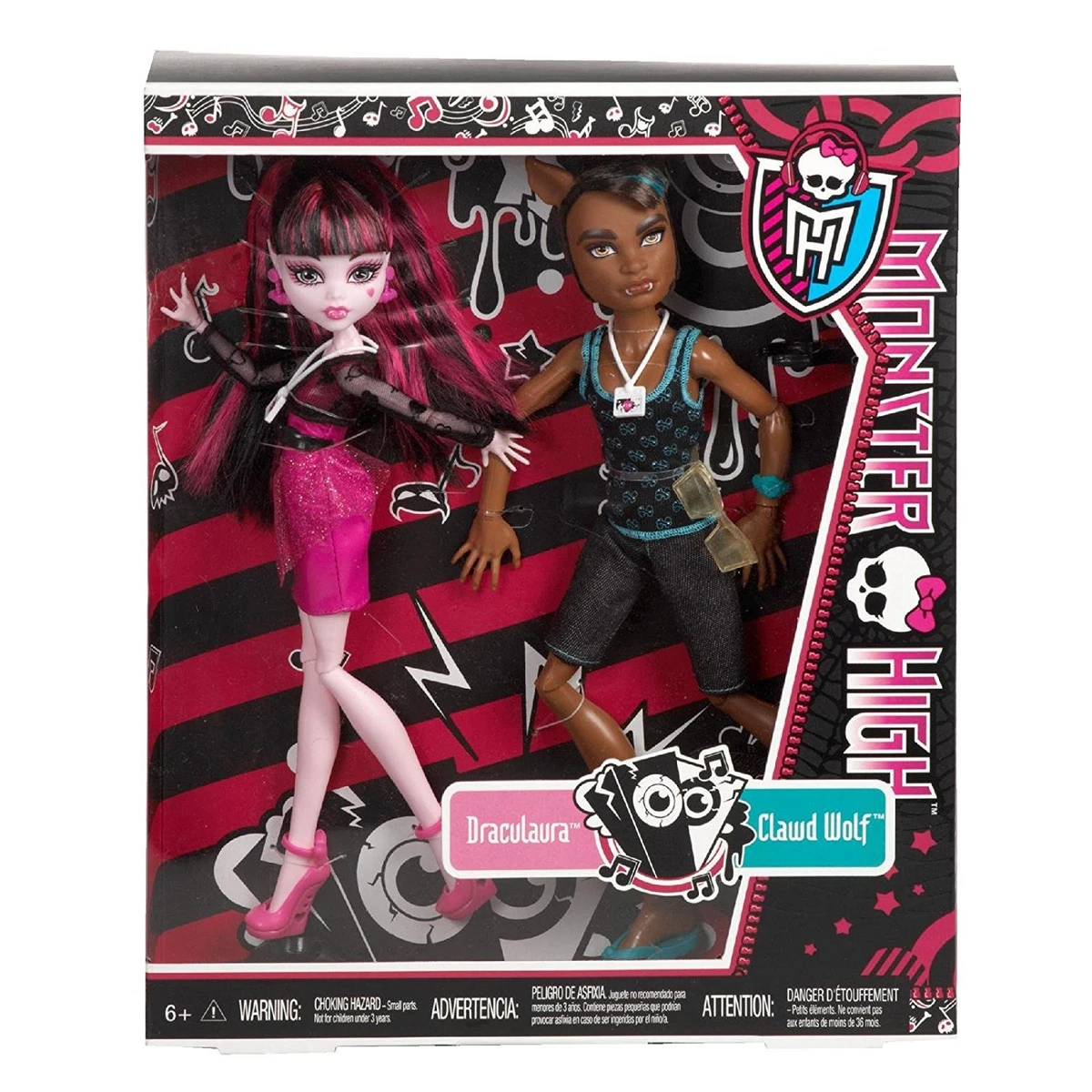 MONSTER HIGH VIP DRACULAURA AND CLAWD WOLF MUSIC FESTIVAL GIFTSET - BNIB