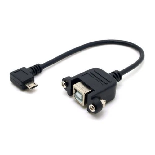 2PCs 90 Degree Left Angled Micro USB 5pin Male to USB B Female Panel Mount Cable - Image 2 of 4