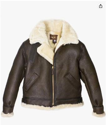 Men's B3 RAF Aviator USA Real Shearling Sheepskin Leather Flight Bomber Jacket