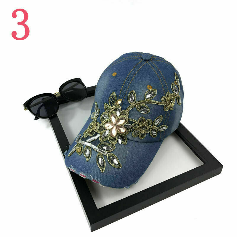 APL Berretto da baseball donna berretto tempo libero sole cappello decorazione diamante denim lino