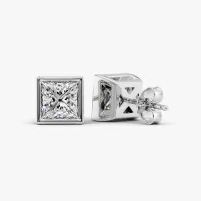 18 K Gold weiße Ohrstecker 2 Karat IGI Lab Created Princess Cut Diamant Ohrri...