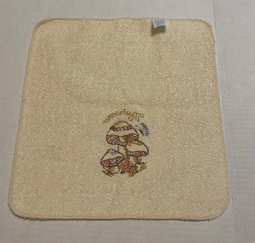 Vintage FINE FASHION TOWELS Bath Washcloth 70s 80s Mushrooms Cotton EUC - Picture 6 of 7