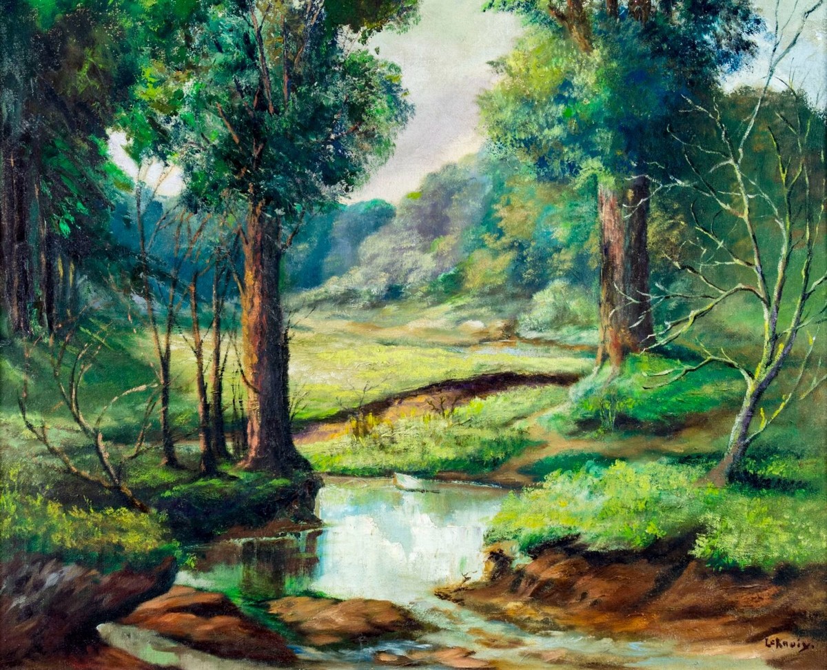 Vintage mid 20C American oil painting signed 124885 | eBay