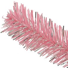 30FT Shiny Metallic Silver Pink Tinsel Garland Christmas Plastic Fringe Foil