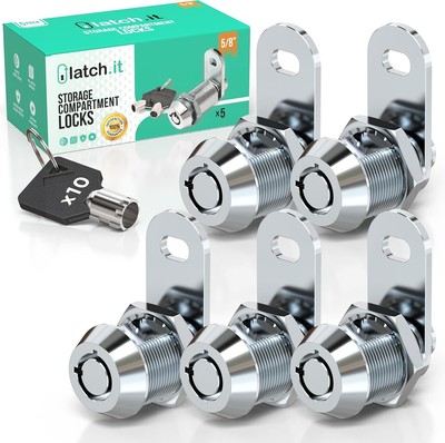 Secure Your RV: 5-Pack 5/8  Chrome Locks with 10 Keys - Heavy-Duty Protection