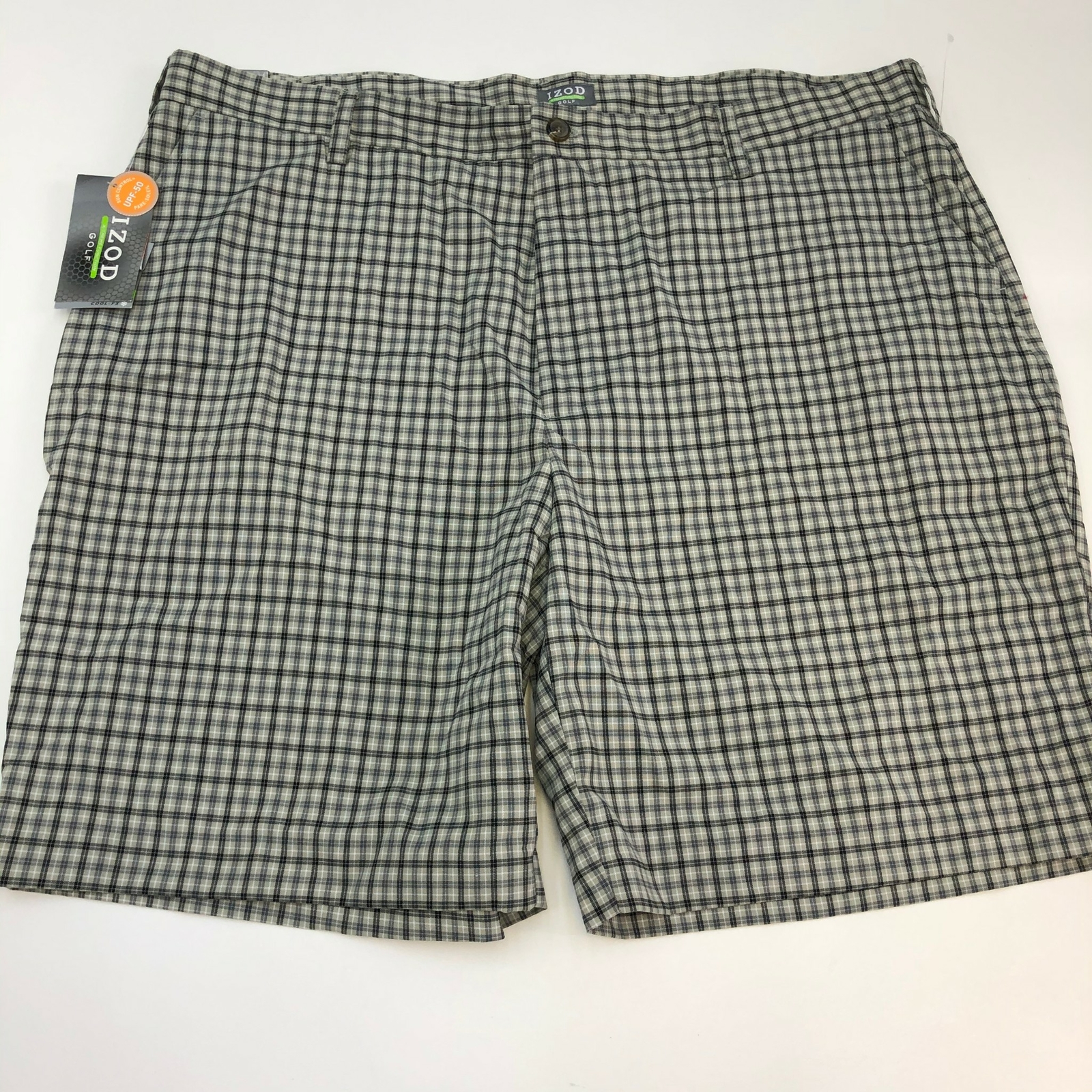 NWT IZOD Golf Shorts Mens 44 Green Gray 