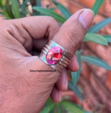 Pink Oyster Turquoise Solid 925 Sterling Silver Beautiful Ring, All Size M1547