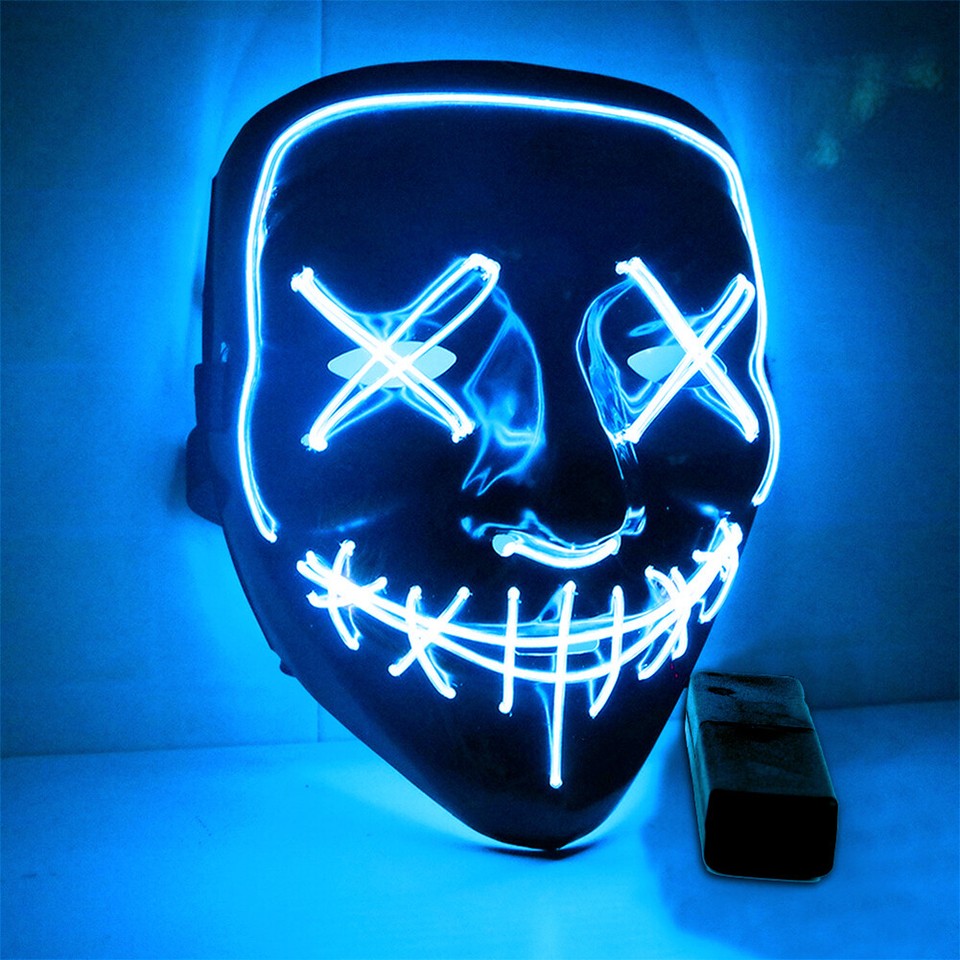 Halloween LED Glow Mask 4 Modes EL Wire Light Up The Purge Movie