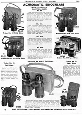 1950 Print Ad of Achromatic Binoculars Trojan 40 31 36, Airguide 46A 47A 60A