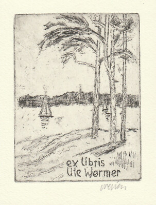 Exlibris -EGON BRESIEN - For Ute Wermer - Sailing