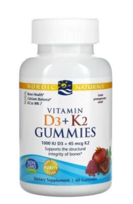 Nordic Naturals Vitamin D3 und K2, Granatapfel, 60 Fruchtgummis
