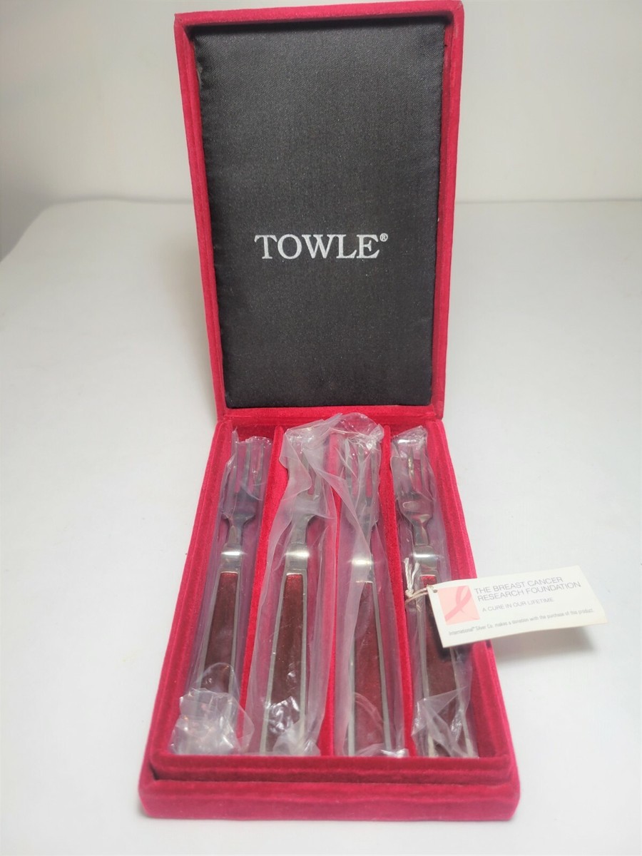 Towle Stainless Steel Enamel Cocktail Fork (Set of Four) | eBay
