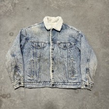 Vintage Levi’s Sherpa Lined Trucker Jean Jacket Size M USA Made Distressed 80s