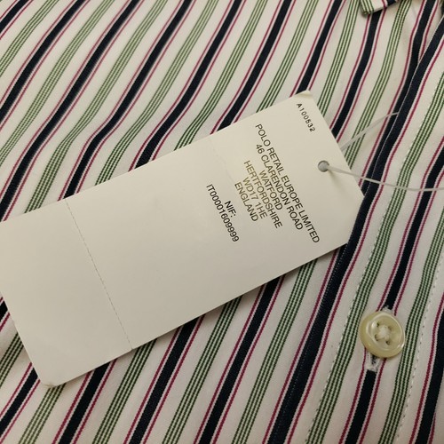 Camisa Ralph Lauren NIÑOS PEQUEÑA 8 Calce Regular Blanca Manga Larga Rayas TOTALMENTE NUEVA - Imagen 8 de 14