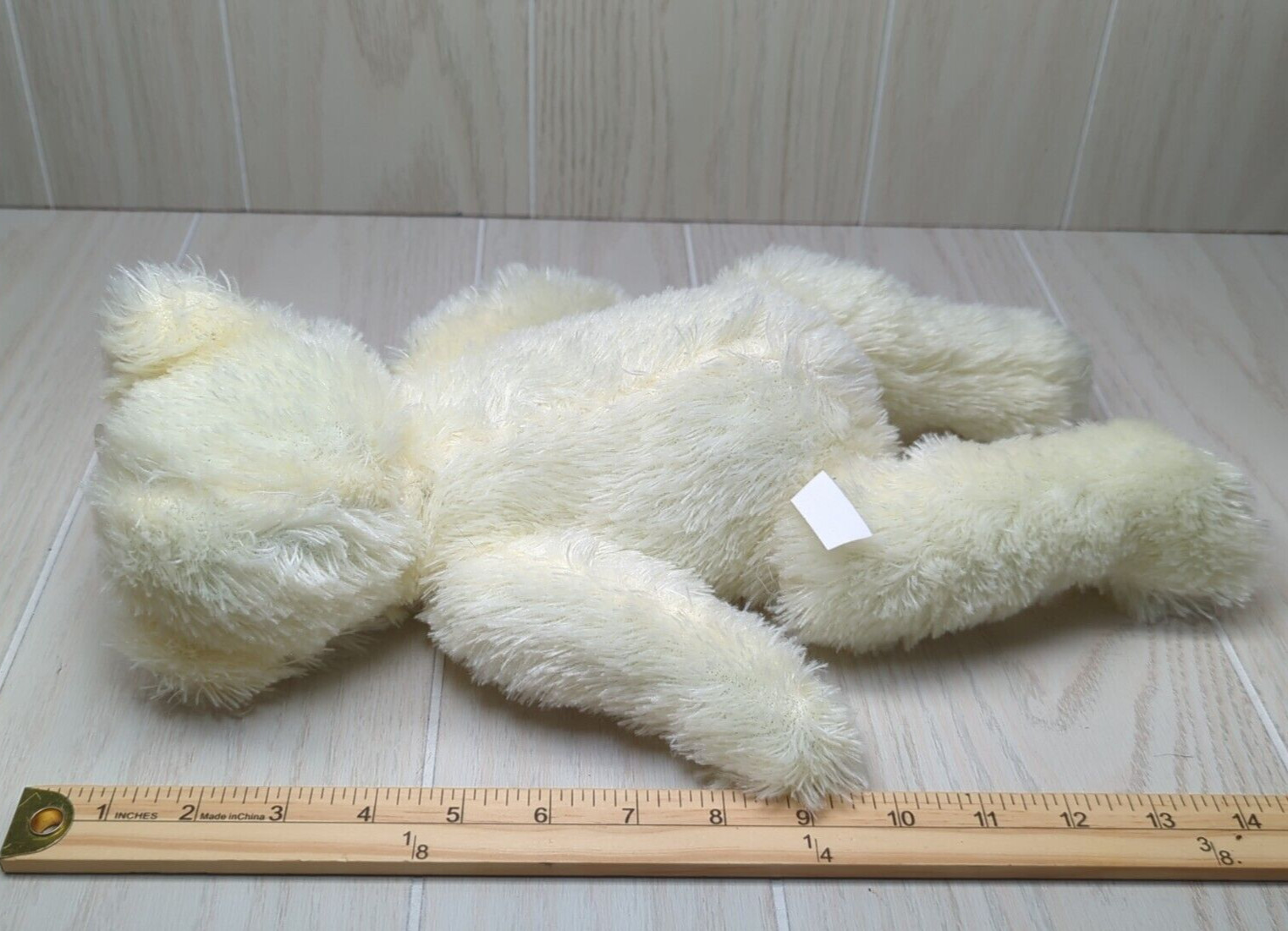 Proud Toy plush cream off-white teddy bear black nose soft fur bean bottom bow thumbnail 2
