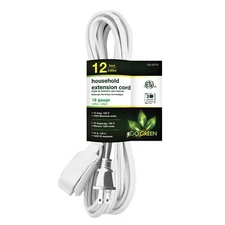 Gogreen Power gg24712 16/2 12' Household Extension Cord 3 Outlets White 12 Ft