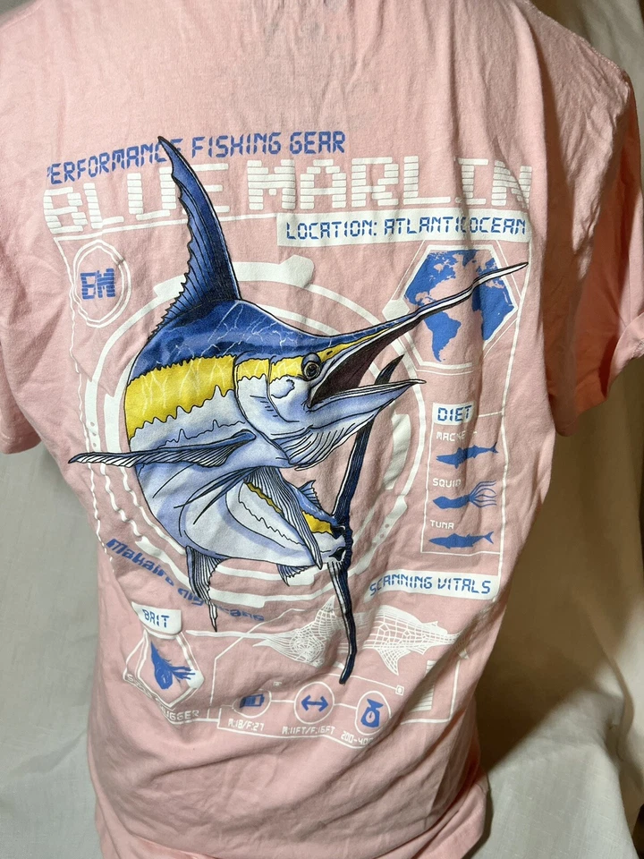 Camisa Columbia Sportswear Rosa Azul Marlín Talla Mediana Rendimiento Equipo de Pesca Foto 4 de 4