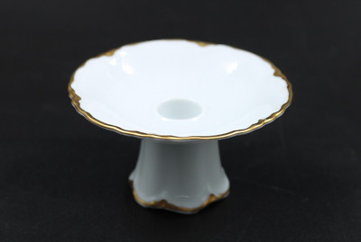 Hutschenreuther Racine weiß Goldrand Kerzenhalter Kerzenständer Porzellan H 6 cm