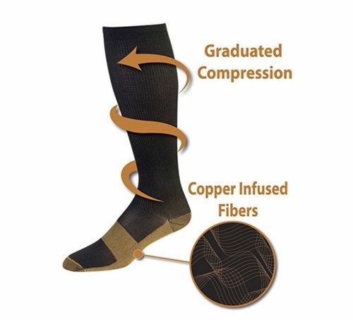 5 Pairs Copper Energy Knee High Compression Socks, SM L/XL XXL Free Ship USA - Picture 5 of 12
