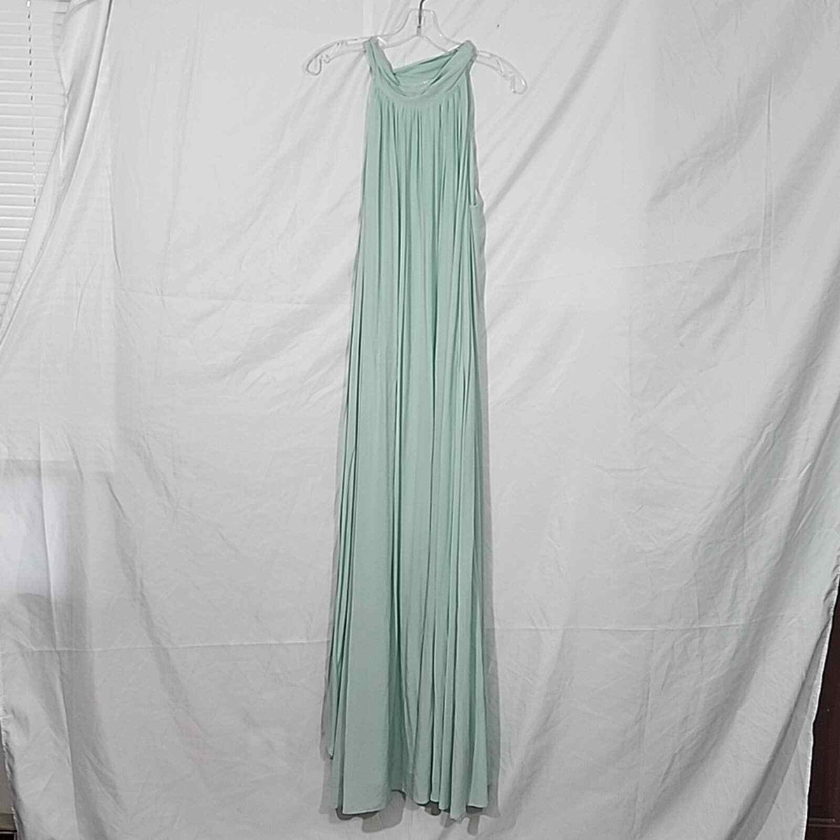 Something Navy Tie Neck Maxi Dress Seafoam Color Size XS | eBay