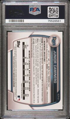 PSA 10 JUNIOR CAMINERO 1st 2023 Bowman Chrome Prospects RAYS 