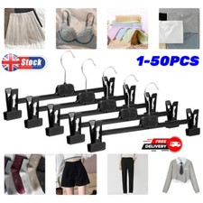 1/5/10/20/50pcs HFICY Black Plastic Clip Hangers for Trousers Skirt Coat Clothes