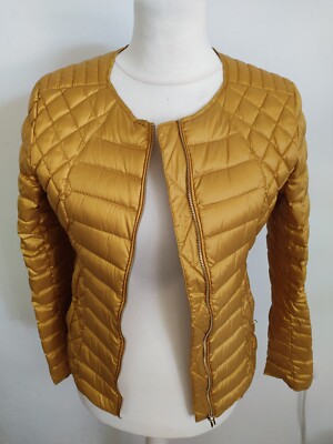 BOMBOOGIE Beautiful Lightweight Down Jacket Mustard Yellow Size 3 Excellent RS822