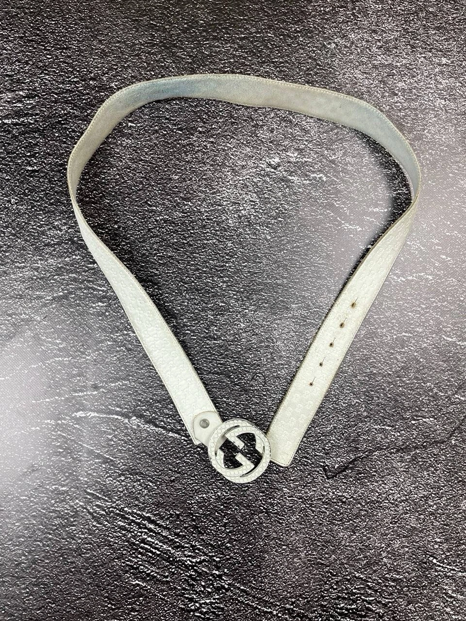 Ceintures Gucci vintage en cuir monogramme blanc