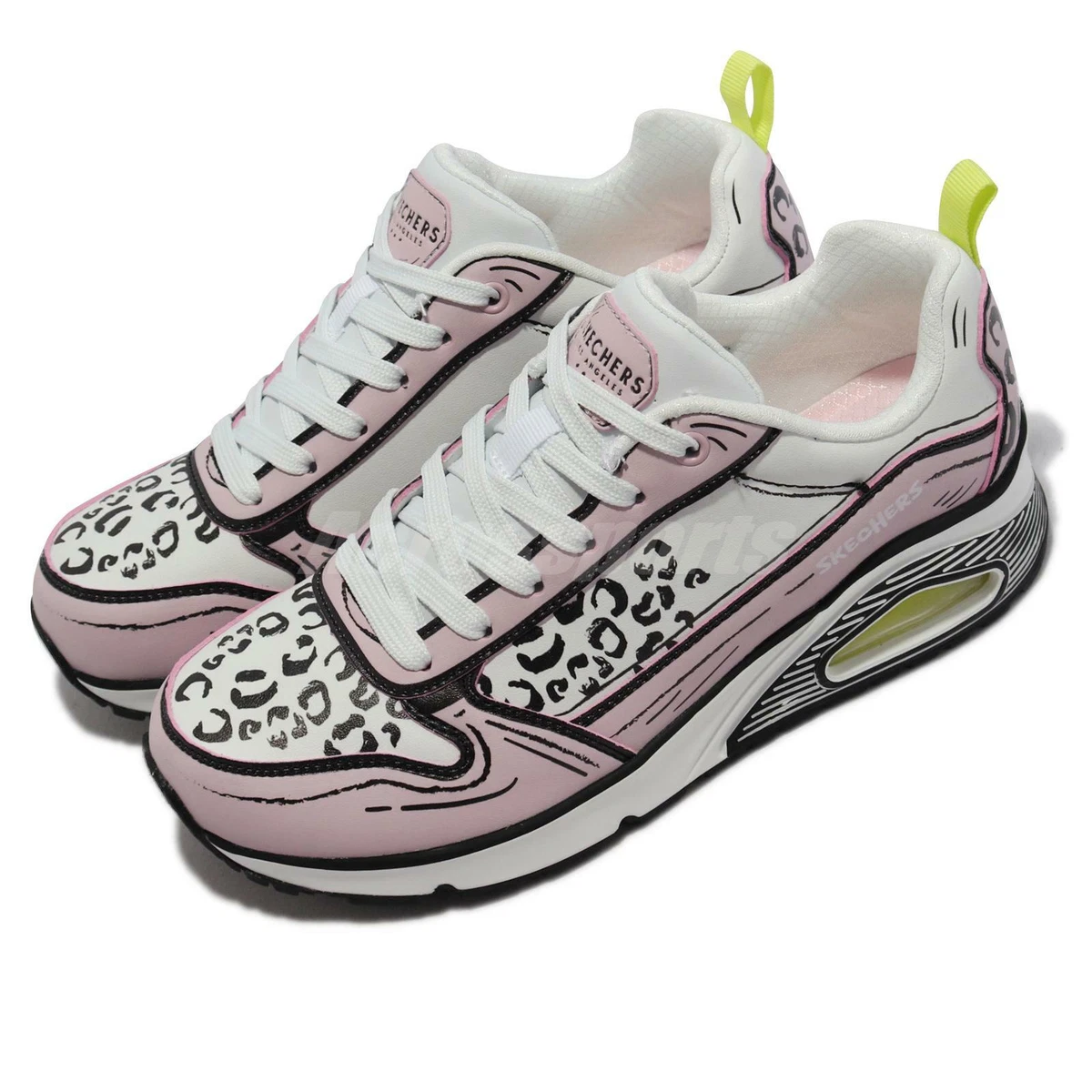 yderligere tilfredshed Bakterie Skechers Uno-Leopard Leaps White Pink Black Women Casual Shoes 155367-WLPK  | eBay