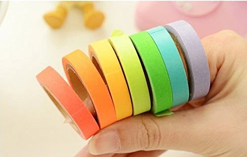 10 Rainbow Writable Washi Tape Set - Paper Masking Sticky Adhesive Craft Tape - Picture 3 of 6