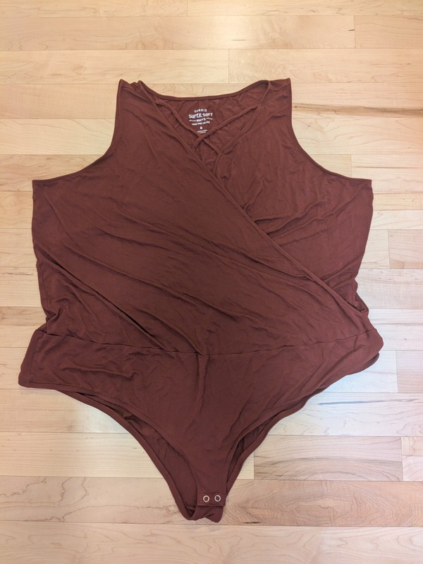 6 Torrid Brown Super Soft Knit Surplice Strappy Bodysuit Tank Top Shirt 6X 30