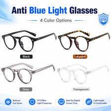 Round Blue Light Blocking Reading Glasses Men Women Retro Clear Lens