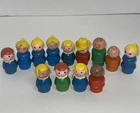13 Vintage FISHER PRICE Wooden LITTLE PEOPLE Toy FIGURES