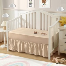 2-Piece Set Satin Crib Sheets  Crib Bed Skirt, 52" x 28" Silky Soft Ruffled ...