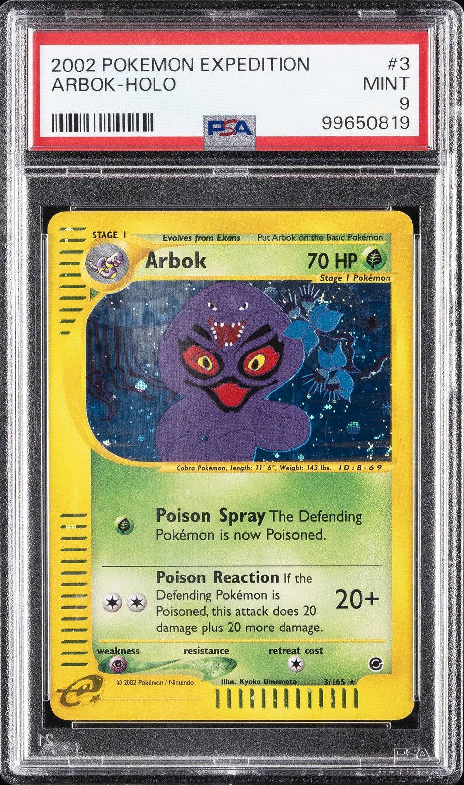 2002 POKEMON EXPEDITION #3 ARBOK-HOLO PSA 9