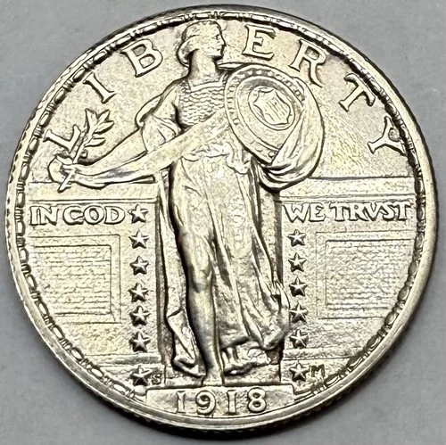 1918-S Standing Liberty Quarter AU/BU Details